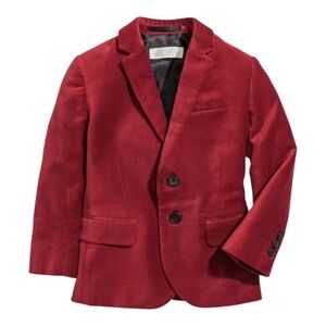 H&M Boys Dark Red Festive Velvet Blazer Size 4/5